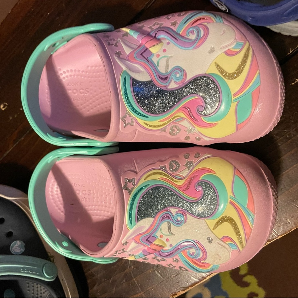 Girls unicorn crocs
